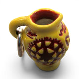Sterling Silver Enamel Yellow Redware Pitcher Charm for Bracelet Vintage Mini
