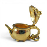Sterling Silver Gold Vermeil Footed Teapot Charm for Bracelet Movable Tea Gift