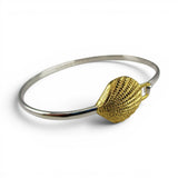 Sterling Silver Gold Vermeil Shell Bangle Charm Bracelet Beach Vacation Jewelry