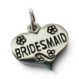 Sterling Silver Bridesmaid Heart Charm for Bracelet Wedding Gift Flowers New