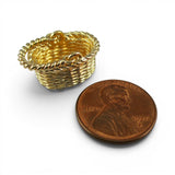 Sterling Silver Gold Vermeil Flower Girl Basket Charm for Bracelet Small Pendant