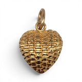Sterling Silver Gold Vermeil Woven Basket Puffy Heart Charm for Bracelet 64