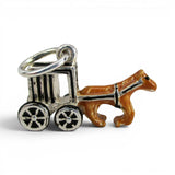 Sterling Silver Enamel Amish Horse & Buggy Charm for Bracelet Pennsylvania Gift
