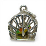 Sterling Silver Parrot in a Cage Charm for Bracelet Birdcage Pretty Bird Gift