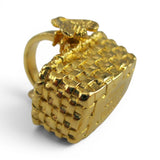 Gold Vermeil Sterling Silver Bee Meadow Basket Charm for Bracelet Brown County