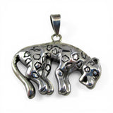 Sterling Silver Leopard Pendant for Necklace Cheetah Panther Large Cat Vintage