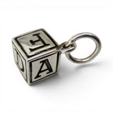 Sterling Silver ABC Block Charm for Bracelet Toddler Mom Gift Teacher Vintage