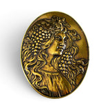 Art Nouveau Lady with Grapes Brass Pin