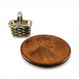 Sterling Silver Mini Market Basket Charm for Bracelet Brown County BCB Small