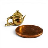 Sterling Silver Gold Vermeil Footed Teapot Charm for Bracelet Movable Tea Gift