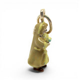 Sterling Silver Enamel Father Christmas Charm for Bracelet Blue Bird Happiness