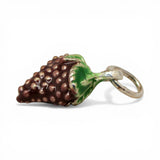 Sterling Silver Enamel Purple Grapes Charm for Bracelet Fruit Jewelry Grape Leaf