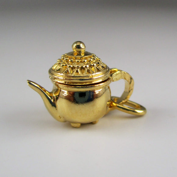 Footed Teapot Charm in Gold Vermeil by Brown County Silver