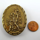 Artemis Diana Cupid Art Nouveau Brass Pin