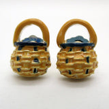 Enamel Acorn Basket Earrings