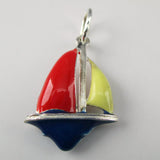 Sterling Silver and Enamel Sailboat Charm