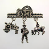 Sterling Silver Farm Charm Pin by Brown County Silver