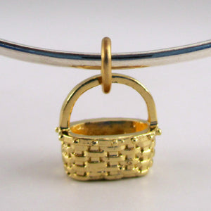 Mini Flower Basket Charm - Gold Vermeil