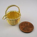 Round Country Basket Pendant - Vermeil