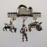 Sterling Silver Farm Charm Pin by Brown County Silver