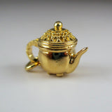 Footed Teapot Charm in Gold Vermeil by Brown County Silver