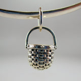 Sterling Silver Mini Apple Basket Charm for Bracelet Brown County BCB Vintage