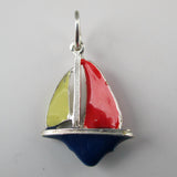 Sterling Silver and Enamel Sailboat Charm