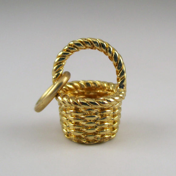 Mini Grandma's Apple Basket Charm - Gold Vemeil