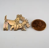 Scotty Dog Ric & Rac Art Nouveau Brass Pin