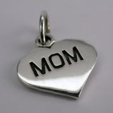 Sterling Silver Mom Heart Charm for Bracelet Mother's Day Gift Jewelry New