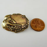 Art Nouveau Thoughtful Lady Brass Pin