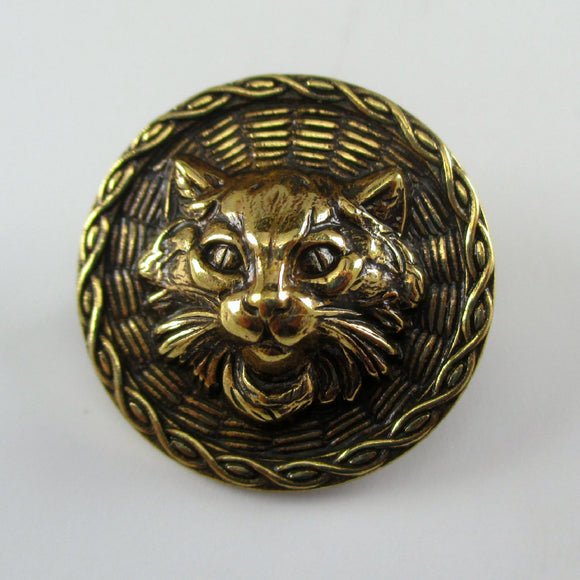 Facing Cat Brass Pin