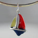 Sterling Silver and Enamel Sailboat Charm