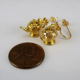 Aladdin Teapot Earrings -Vermeil