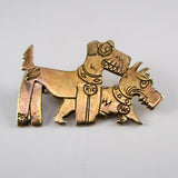 Scotty Dog Ric & Rac Art Nouveau Brass Pin