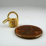 Mini Grandma's Apple Basket Charm - Gold Vemeil