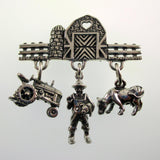 Sterling Silver Farm Charm Pin by Brown County Silver