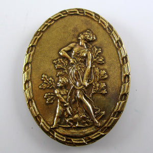 Artemis Diana Cupid Art Nouveau Brass Pin