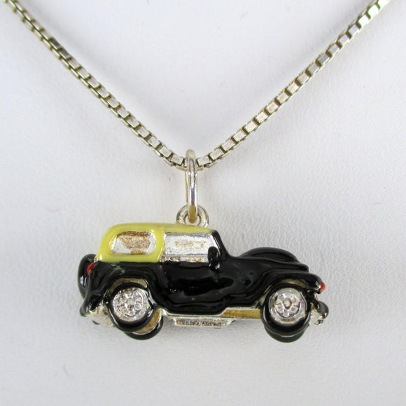 Sterling Silver and Enamel Jeep Pendant by Brown County Silver