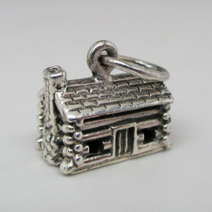 Silver Log Cabin Charm