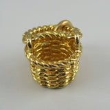 Mini Round Swing Handle Basket Charm - Gold Vermeil