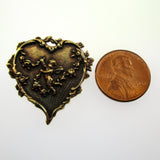 Cupid in Heart Brass Pin