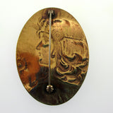 Girl with Sunflower Art Nouveau Brass Pin