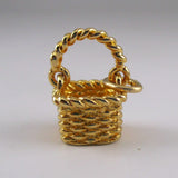 Square Swing Handle Basket Charm - Gold Vermeil