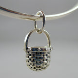 Sterling Silver Mini Apple Basket Charm for Bracelet Brown County BCB Vintage